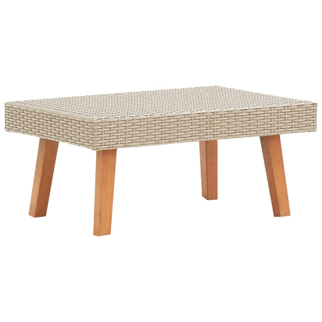 Table Basse de Jardin NIRI Résine Tressée Beige + Eucalyptus Finition Teck | monsalon-jardin