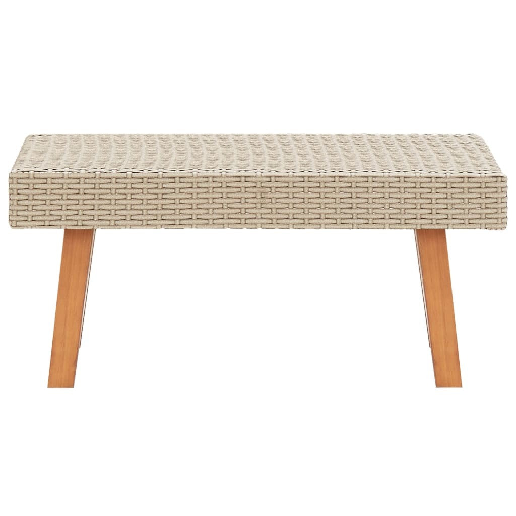 Table Basse de Jardin NIRI Résine Tressée Beige + Eucalyptus Finition Teck | monsalon-jardin