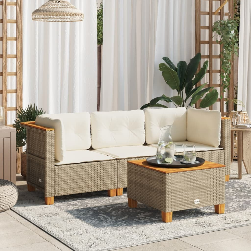Canapé de Jardin Modulable MATIA 3 Places Résine Tressée Beige | monsalon-jardin