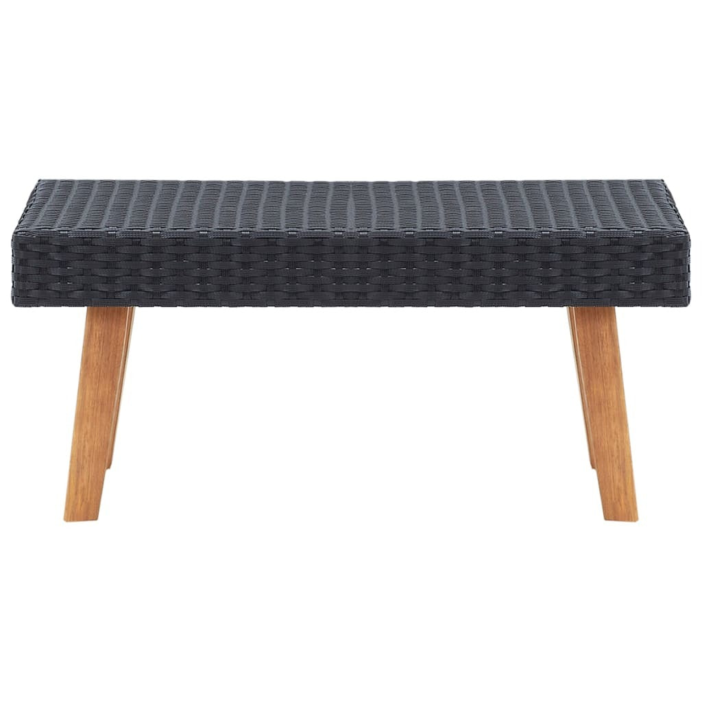 Table Basse de Jardin Résine Tressée Noire Eucalyptus Finition Teck | monsalon-jardin