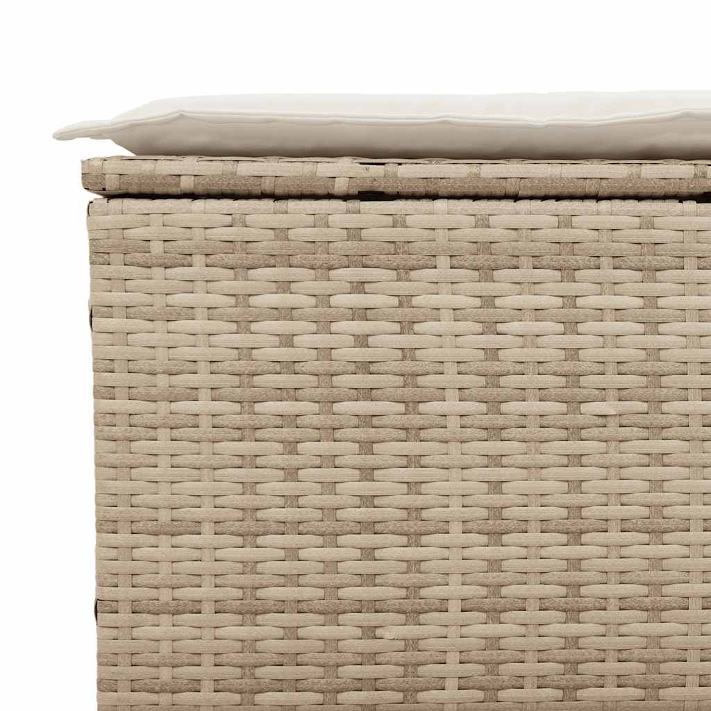 Bain de Soleil Double NIRI Résine Tressée Beige Acacia + Coussins | monsalon-jardin