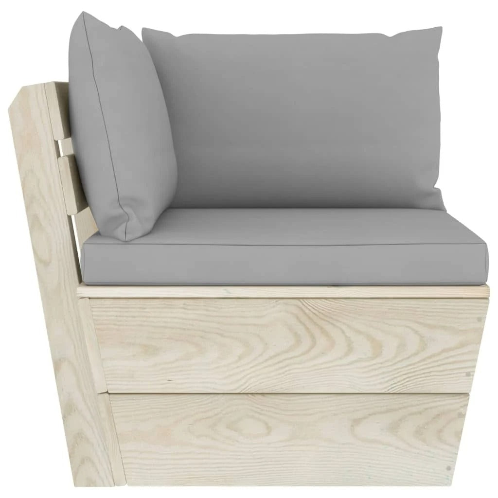 Salon de Jardin d'Angle ALBA NOIR Aluminium Anthracite 8 Pcs Bois d'Épicéa | monsalon-jardin